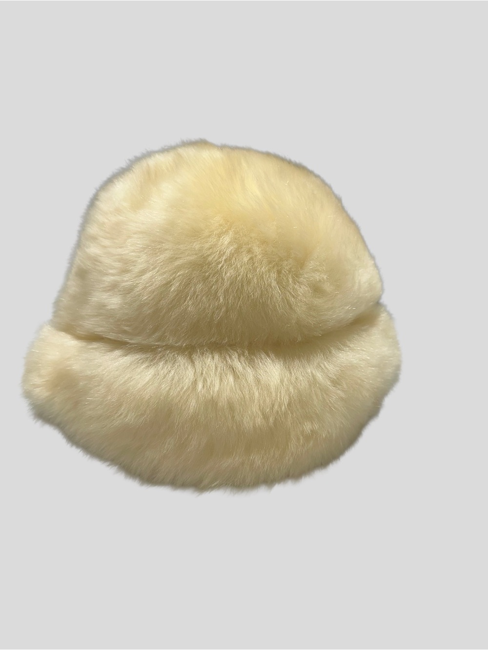 Cream Shearling Fur Winter Hat Russian Style 22” Circumference